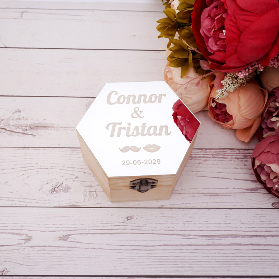 Personalized Name Box - Caixas De Doces De Madeira Hexagonal