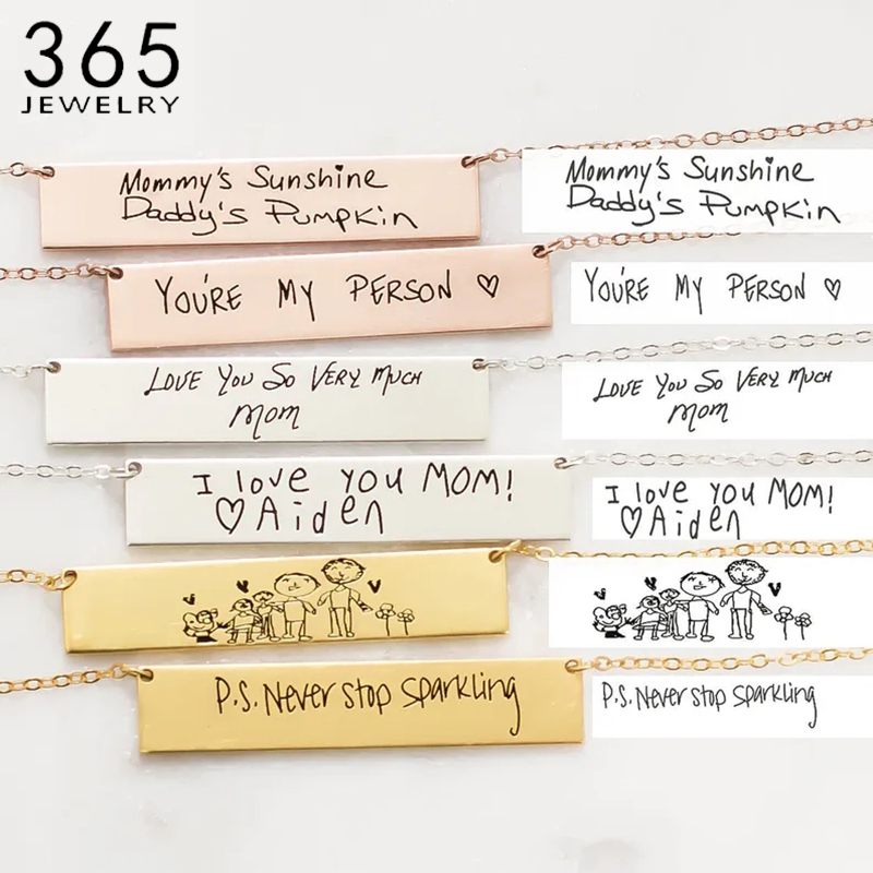 Colar personalizado em aço ino - Handwriting Necklace Bar avaliação e preço