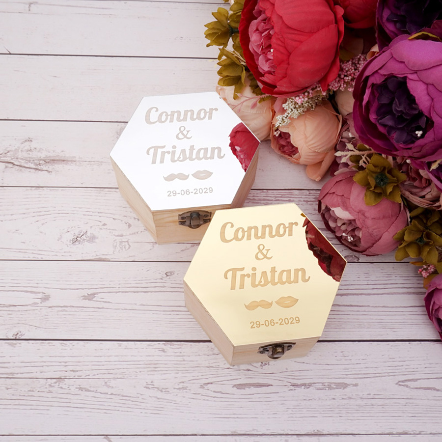Caixas De Doces De Madeira Hex - Personalized Name Box avaliação e preço