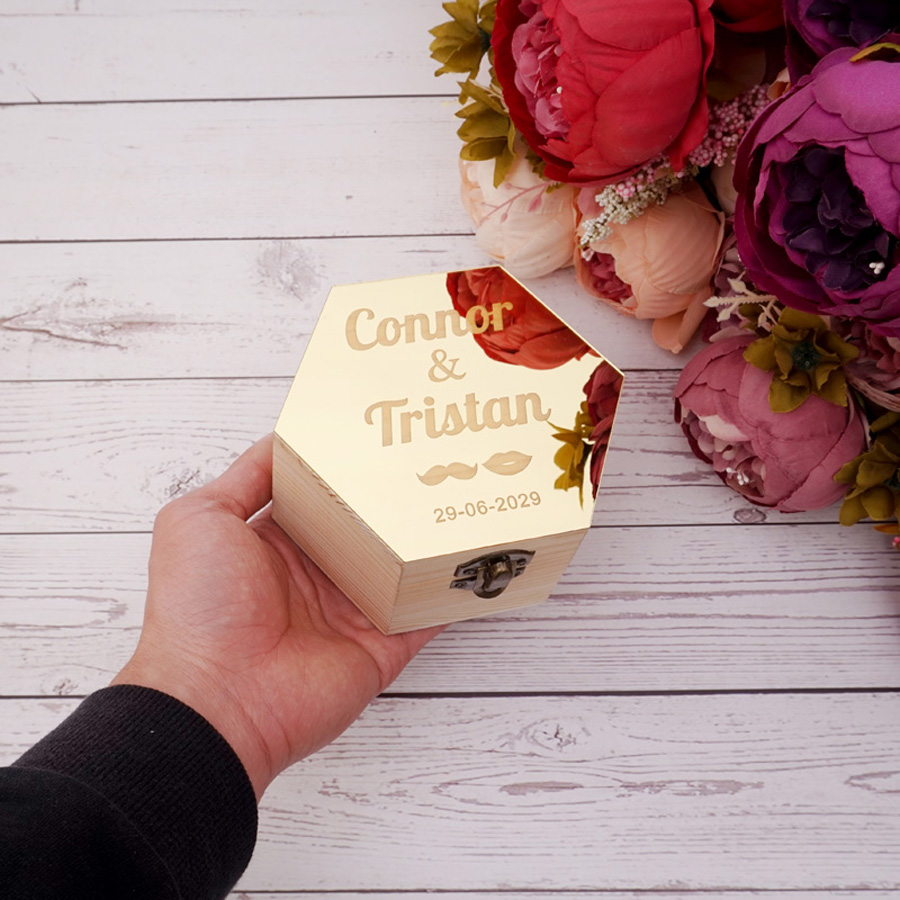 Caixas De Doces De Madeira Hex - Personalized Name Box avaliação e preço