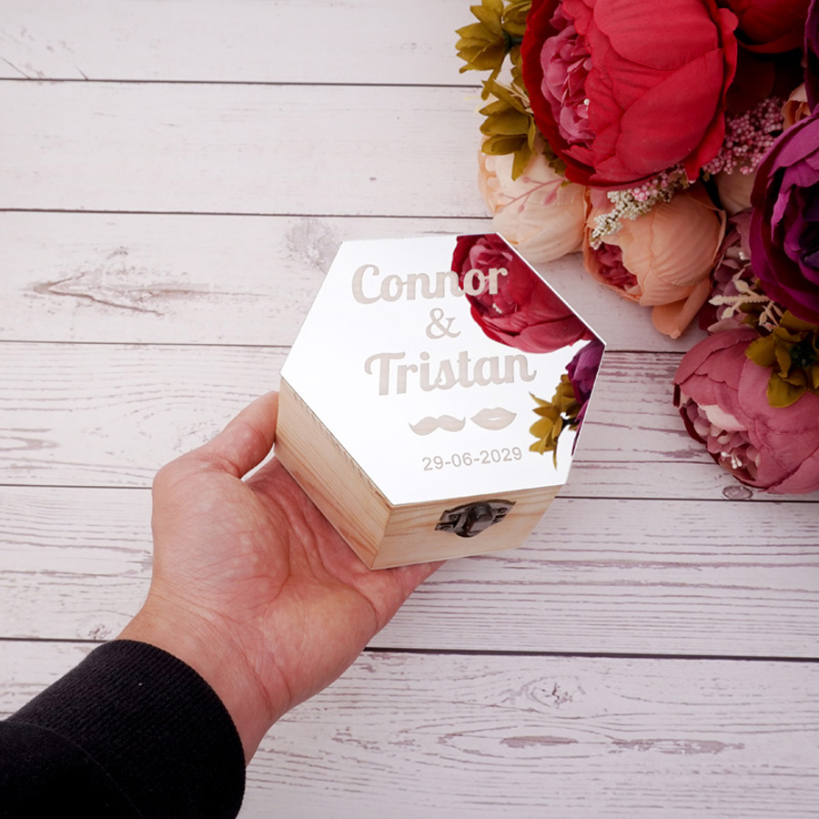 Caixas De Doces De Madeira Hex - Personalized Name Box avaliação e preço